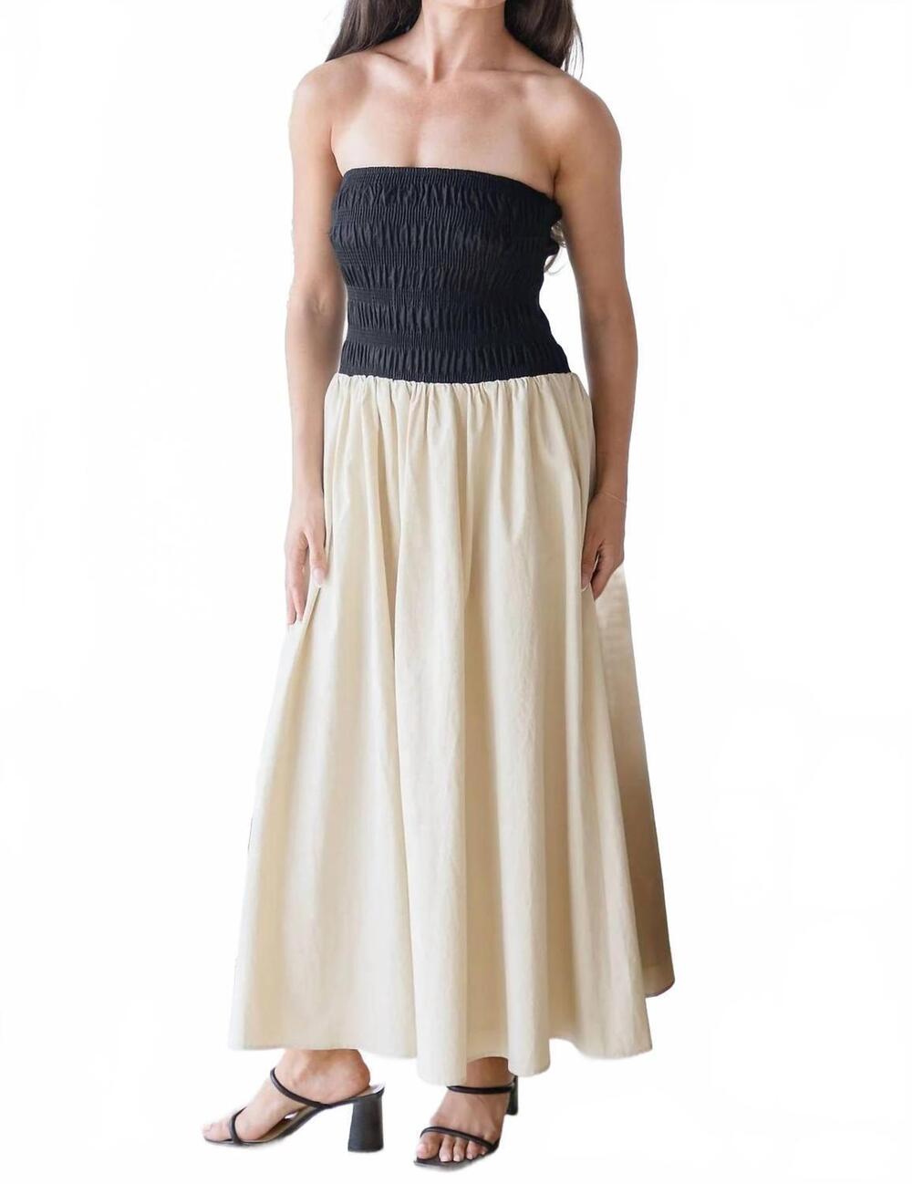 NEW A.REN giselle bandeau midi dress in black beige